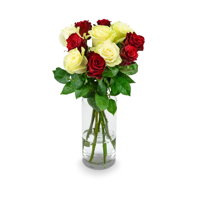Boquet of white and red roses